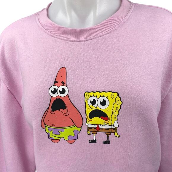 Nickelodeon Pink Spongebob Squarepants Long Sleeve Fleece Sweatshirt Top Size L - Picture 3 of 6